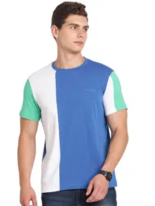 Indian Terrain Colourblocked Round Neck Cotton Regular T-shirt