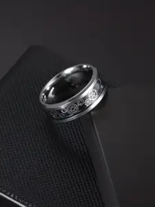 VIEN Men Silver-Plated Stainless Steel Mechanical Gear Wheel Finger Ring