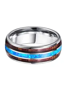 VIEN Men Silver-Plated Opal Finger Ring