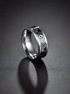 VIEN Men Silver-Plated Stainless Steel Mechanical Gear Wheel Finger Ring