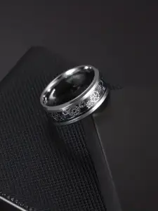 VIEN Men Silver-Plated Stainless Steel Mechanical Gear Wheel Finger Ring