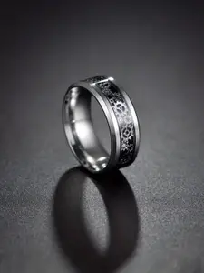 VIEN Men Silver-Plated Stainless Steel Mechanical Gear Wheel Finger Ring