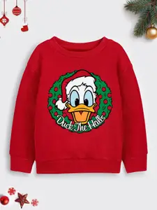 YK Disney Girls Donald Duck Printed Cotton Sweatshirt