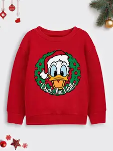 YK Disney Girls Donald Duck Printed Cotton Sweatshirt