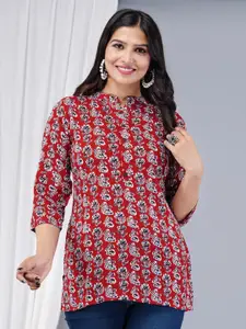 BAESD Ethnic Motifs Printed Mandarin Collar Regular Top