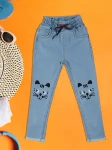 A-Okay Girls Slim Fit High-Rise Embroidered Cropped Cean Look Cotton Denim Jogger