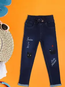 A-Okay Girls Slim Fit Mid-Rise Dark Shade Clean Look Denim Jeans