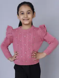 JoE Hazel Girls Cable Knit Acrylic Pullover