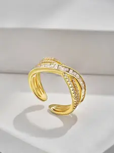 VIEN Gold-Plated Cubic Zirconia Studded Finger Rings