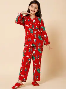 PICCOLO Girls Graphic Printed Shirt With Lounge Pant