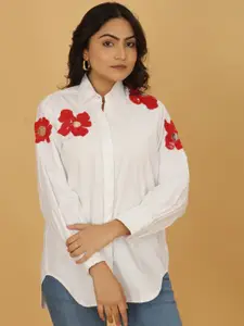 POSHAAK BY RADHEE MANGUKIYA Floral Self Design Comfort Cotton Casual Shirt