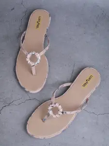 Luxyfeel Printed Strappy Open Toe Flats