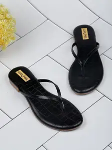 Luxyfeel Textured Strappy Open Toe Flats