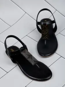 Luxyfeel Embellished Block Heels With Backstrap