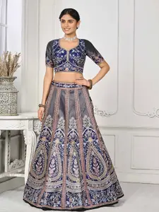 SAPTRANGI Floral Embroidered Ready to Wear Lehenga & Blouse With Dupatta