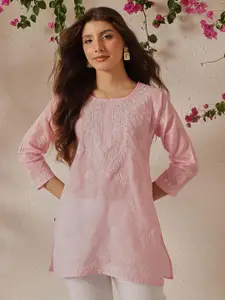 ADA Ethnic Motifs Chikankari Embroidered Thread Work Pure Cotton Thread Work Kurti