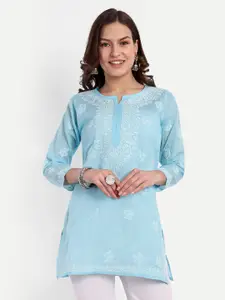ADA Ethnic Motifs Chikankari Embroidered Thread Work Pure Cotton Thread Work Kurti
