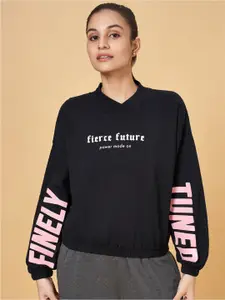 Ajile by Pantaloons Typography Printed Turtle Neck Cotton Pullover Sweatshirt