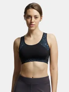 Jockey Abstract Printed Full Coverage Lightly Padded Workout Bra With Anti Microbial
