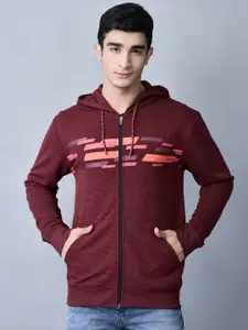 Shiv Naresh Geometric Printed Hooded Sporty Jacket