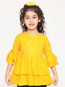 BAESD Girls Embroidered Layered Bell Sleeves A-Line Top
