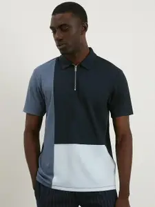 Burton Men Tri Block Zip-Neck Polo Collar T-shirt