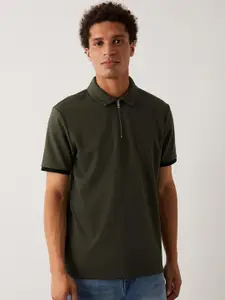 Burton Men Embroidered Zip-Neck Polo Collar T-shirt