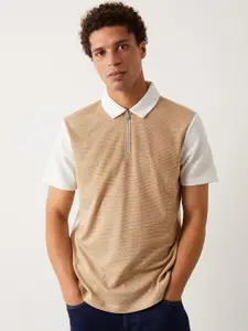 Burton Men Jacquard Zip-Neck Polo Collar T-shirt