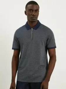 Burton Men Jacquard Zip-Neck Polo Collar T-shirt