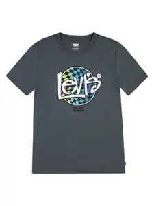 Levis Boys Typography Printed Round Neck Cotton Regular T-shirt