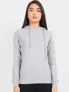 Chemistry Self Design Cotton Hooded Sweatshirt