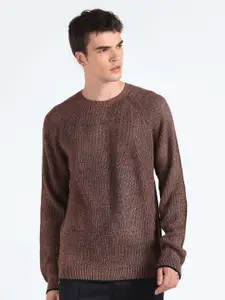 Flying Machine Ribbed Round Neck Acrylic Pullover