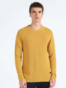 Flying Machine Ribbed Long Sleeves Pure Cotton Pullover Sweater