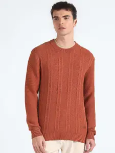 Flying Machine Cable Knit Long Sleeves Pure Cotton Pullover Sweater