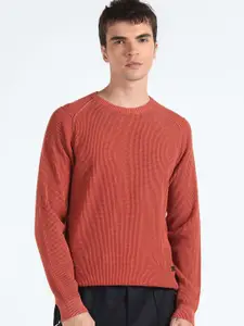 Flying Machine Ribbed Pure Cotton Pullover Sweater