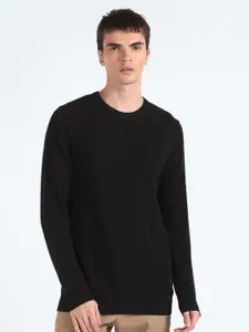Flying Machine Round Neck Long Sleeves Pure Cotton Pullover Sweater