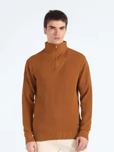 Flying Machine Ribbed Turtle Neck Pure Cotton Pullover Sweater