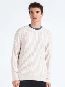 Flying Machine Ribbed Round Neck Pure Cotton Pullover