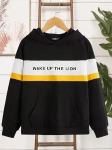 BAESD Boys Typography Printed Relaxed Hooded Fleece Sweatshirt