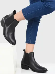 MISEEN Women Block-Heeled Mid-Top Chelsea Boots