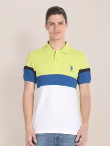 U.S. Polo Assn. Colourblocked Slim Fit Pure Cotton T-shirt