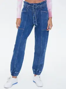 FOREVER 21 Women Mid Rise Clean Look Denim Jogger