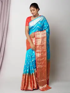 Unnati Silks Ethnic Motifs Woven Design Silk Blend Handloom Pure Dyed Banarasi Kota Saree