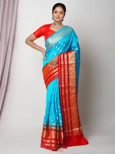 Unnati Silks Ethnic Motifs Woven Design Handloom Pure Dyed Banarasi Saree