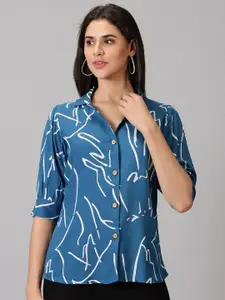 KALINI Standard Abstract Printed Spread Collar Casual Shirt