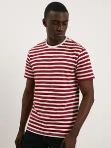 Burton Men Pure Cotton Striped T-shirt