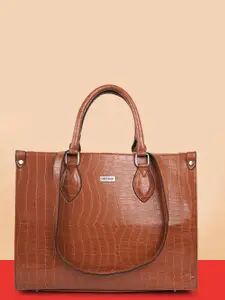 Veneer Textured Structured Vegan Leather Tote Handbag
