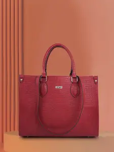 Veneer Textured Structured Vegan Leather Tote Handbag