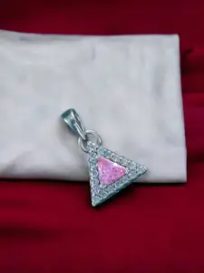 Taraash Sterling Silver CZ-Studded Triangular Pendant