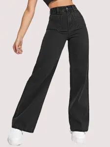 Kotty Women Black Jean Straight Fit High Rise Stretchable Jeans